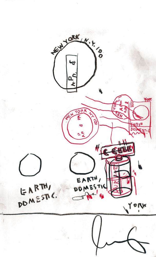 Non Tecnico Basquiat - Untitled Original Crayon Drawing On Paper,