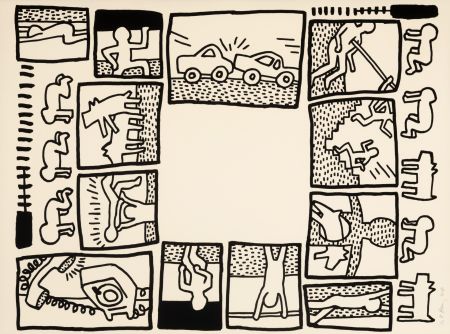 Serigrafia Haring - Untitled (Plate 4) from The Blueprint Drawings