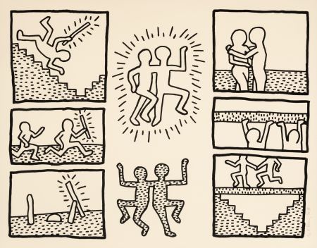 Serigrafia Haring - Untitled (Plate 6) from The Blueprint Drawings