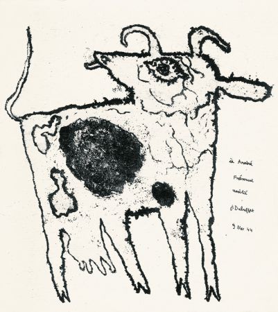 Litografia Dubuffet - Vache belue dans une ville