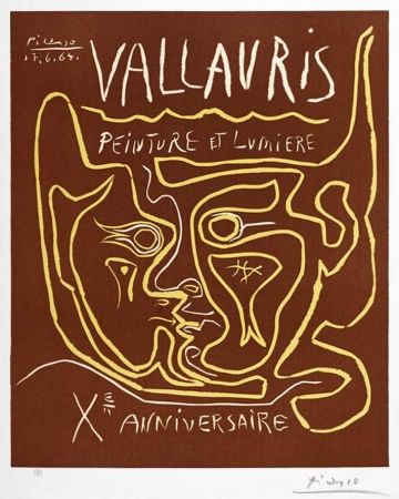 Linoincisione Picasso - Vallauris Peinture et Lumière, Xᵉ Anniversaire (Vallauris Painting and Light, Tenth Anniversary), 1964
