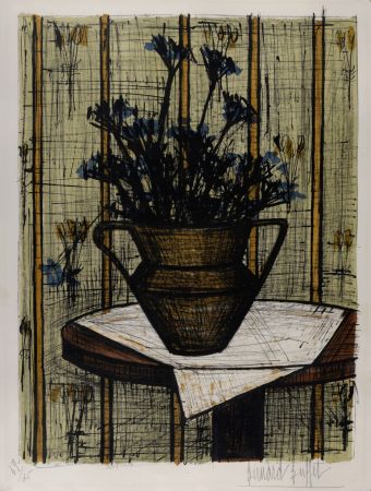 Litografia Buffet - Vase de fleurs, 1964