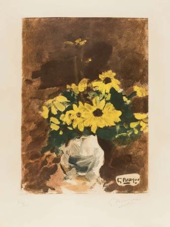 Acquatinta Braque - Vase de Fleurs Jaunes, c