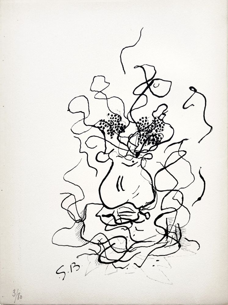 Litografia Braque - VASE ET FLEURS - Bouquet de fleurs (1952)