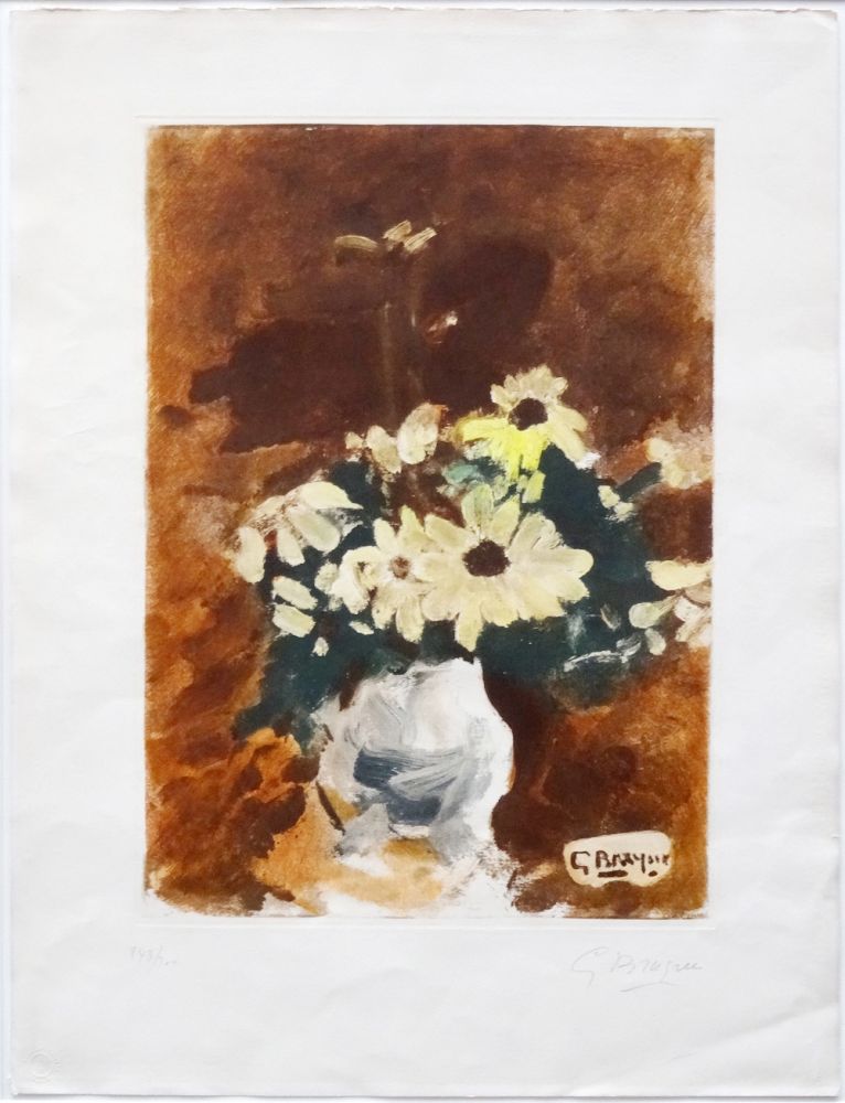 Acquatinta Braque - Vases aux fleurs jaunes