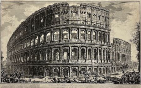 Acquaforte Piranesi - Veduta dell' Anfiteatro Flavio, detto il Colosseo