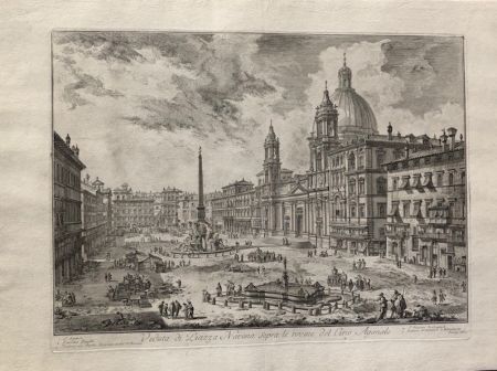 Acquaforte Piranesi - Veduta di Piazza Navona sopra le rovine del circo atonale