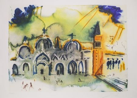 Litografia Dali - Venise- La Basilique et le Campanille