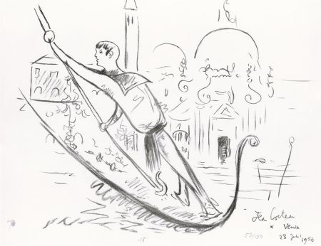 Litografia Cocteau - Venise (La Salute)