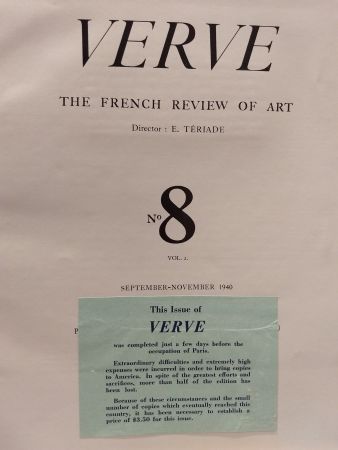 Libro Illustrato Matisse - Verve no 8 English