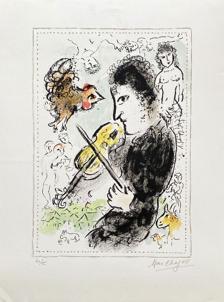 Litografia Chagall - Violoniste au coq