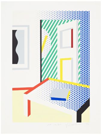 Serigrafia Lichtenstein - Virtual Interior with Book, 1996