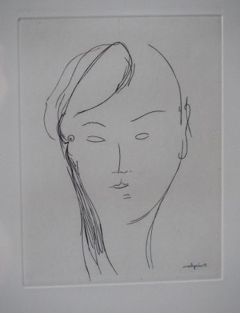 Incisione Modigliani - Visage de femme (1920)