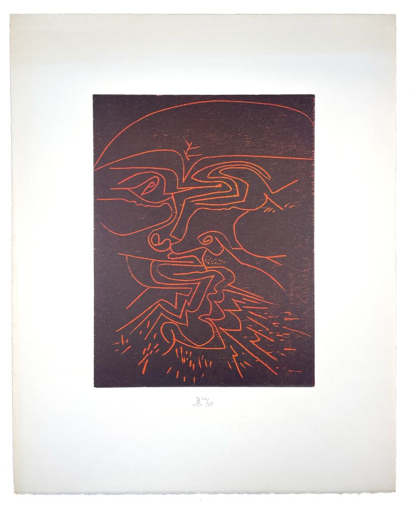 Incisione Su Legno Müller - VISAGE IV