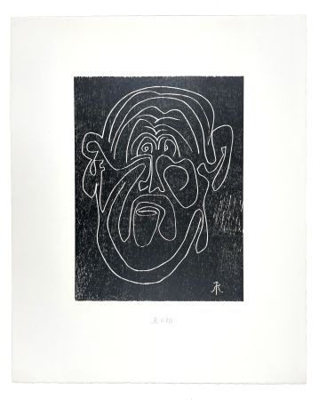 Incisione Su Legno Müller - VISAGE VIII (LUI) (a)