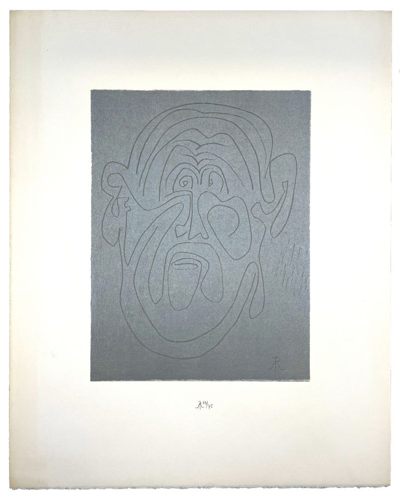 Incisione Su Legno Müller - VISAGE VIII (LUI) (b)