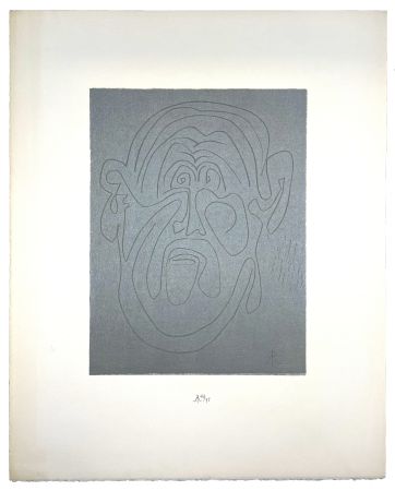 Incisione Su Legno Müller - VISAGE VIII (LUI) (b)