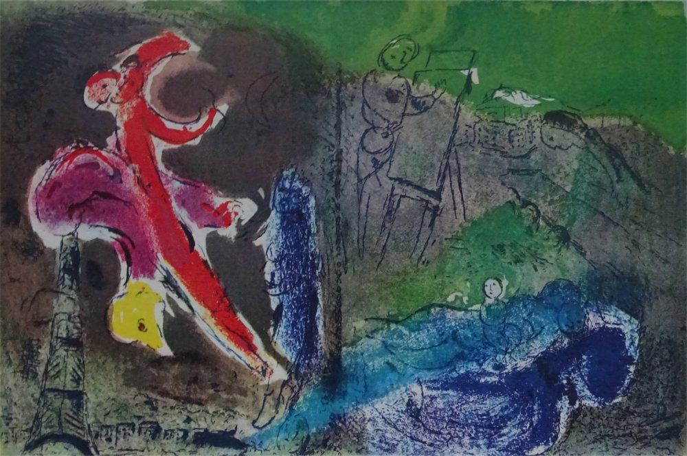 Litografia Chagall - Vision de Paris, 1952