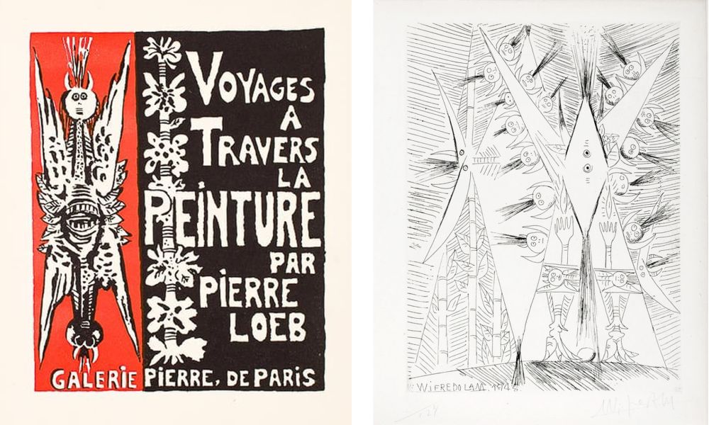 Acquaforte Lam - VOYAGE À TRAVERS LA PEINTURE. La première gravure de Wifredo Lam (numérotée et signée, 1946)