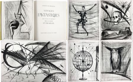 Libro Illustrato Buffet - VOYAGES FANTASTIQUES AUX ÉTATS ET EMPIRES DE LA LUNE ET DU SOLEIL (Cyrano de Bergerac) 1958.