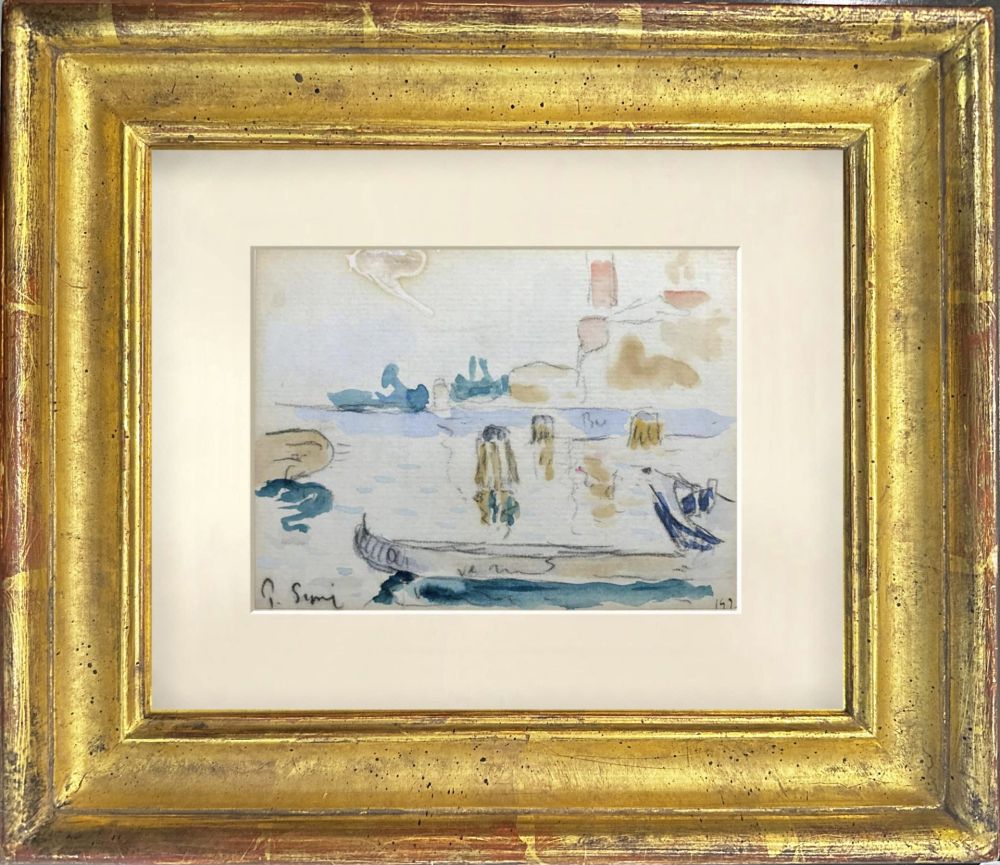 Monotipo Signac - VUE SUR LE PORT AVEC BATEAU DE REPOS