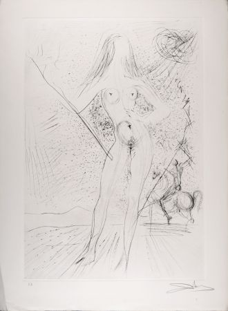 Incisione Dali - Vénus des Constellations avec picador, 1975 - Hand-signed - Large size.