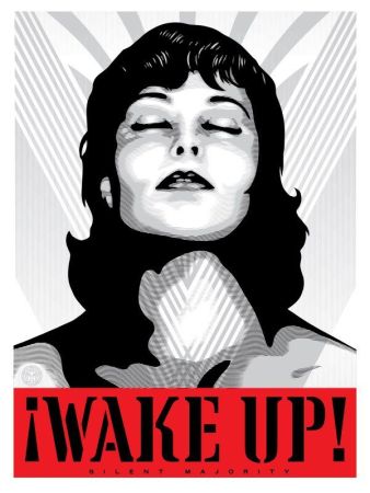 Serigrafia Fairey - Wake Up (White)