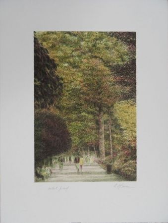 Litografia Altman - Walking in Central Park