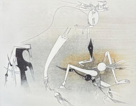 Acquatinta Lam - Wifredo Lam (1902–1982) - Untitled from ''Visible Invisible'' folder - Aquatint etching on Goya paper - 1972