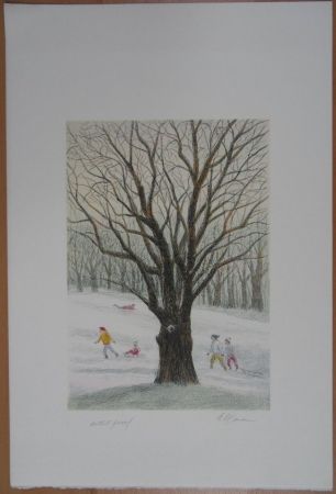 Litografia Altman - Winter in the Park