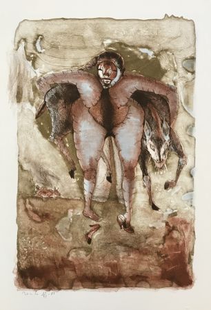 Litografia Toledo - Woman and Horses
