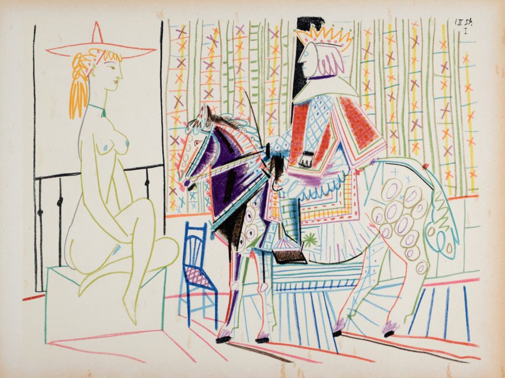 Litografia Picasso - Woman and King, 1954