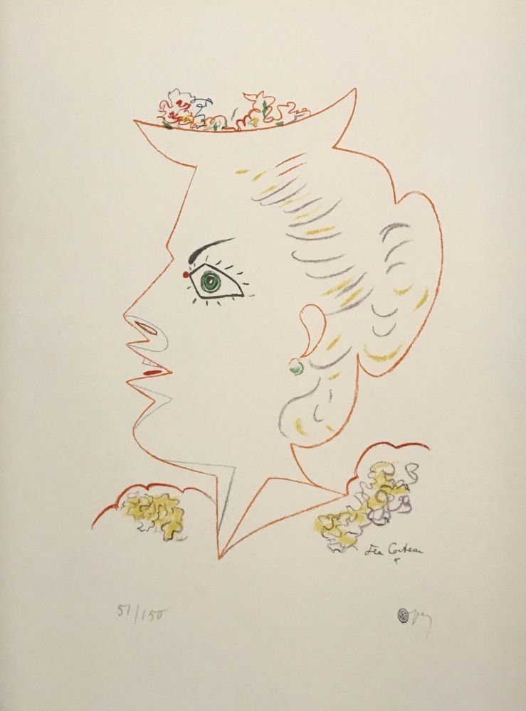 Litografia Cocteau - Woman in Profile