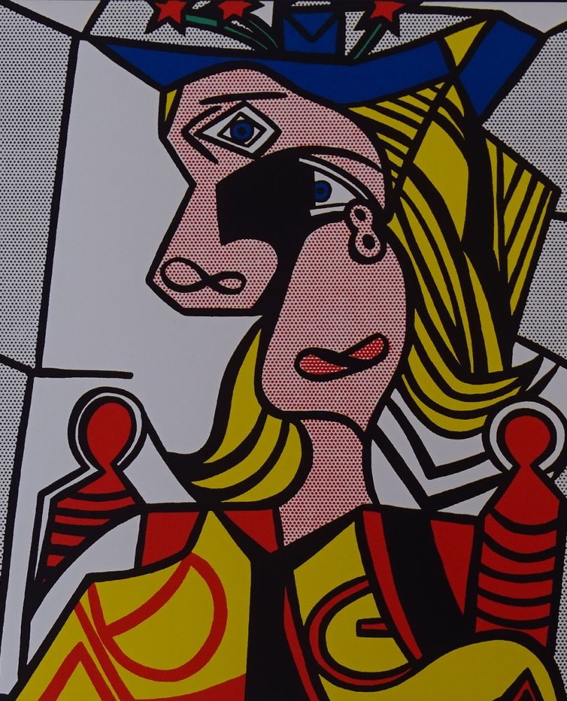 Serigrafia Lichtenstein - Woman with flowered hat