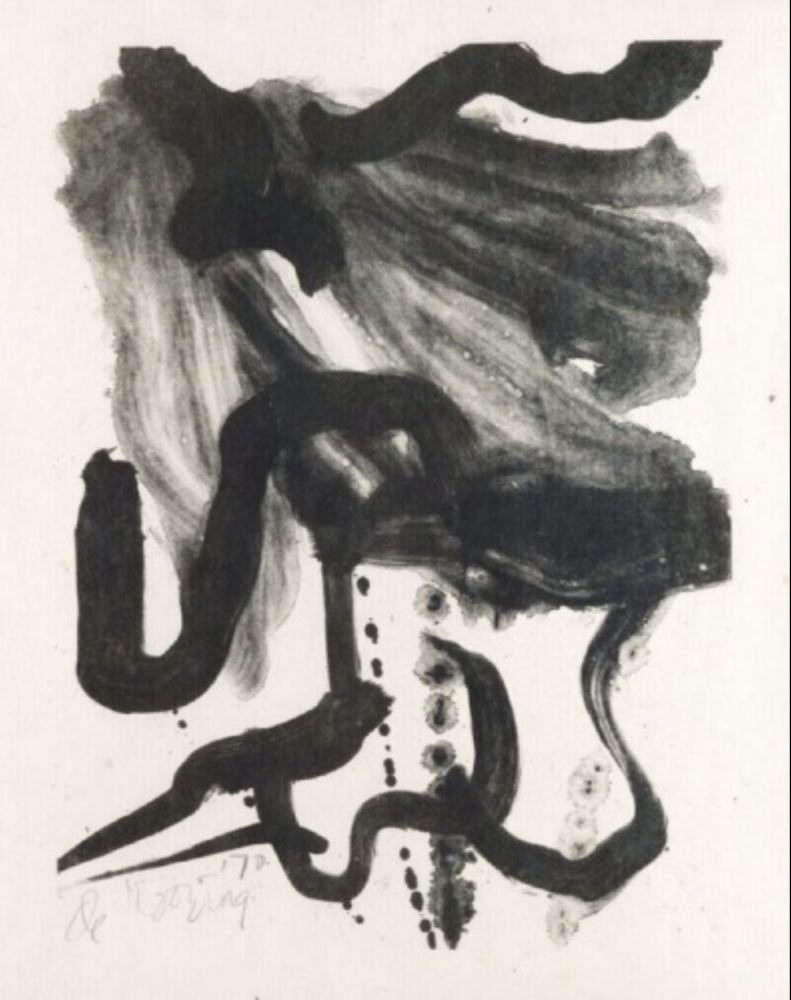 Litografia De Kooning - Woman with long hair and corset