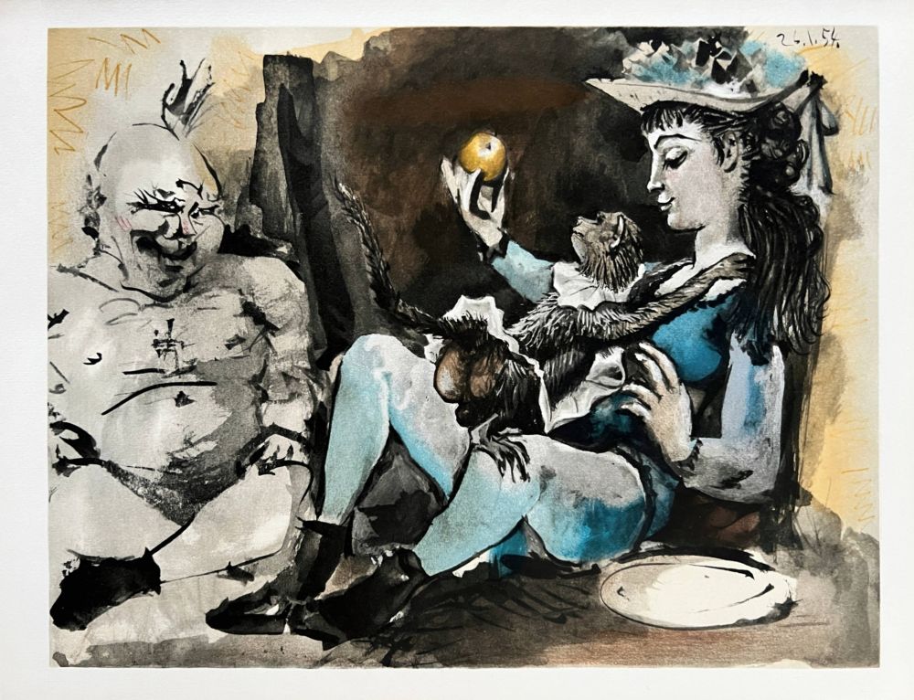 Litografia Picasso - Woman with Monkey