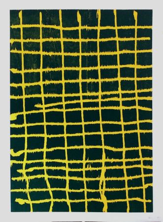 Incisione Su Legno Forg - Woodcut Yellow Green