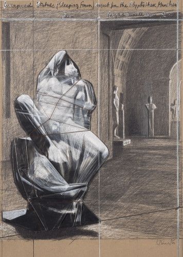 Litografia Christo - Wrapped statues, sleeping fawn project for the Glyptothek