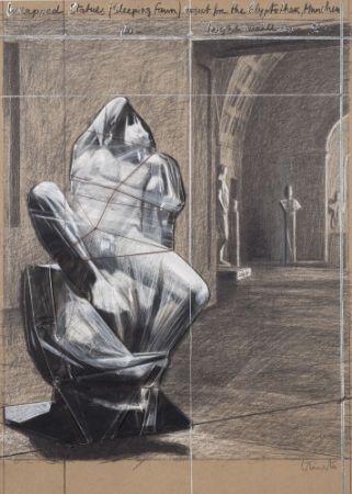 Litografia Christo - Wrapped statues, sleeping fawn project for the Glyptothek
