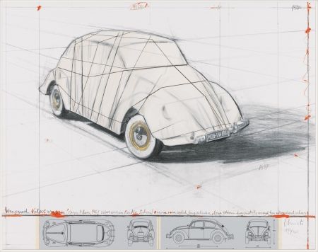 Litografia Christo - Wrapped Volkswagen (PROJECT FOR 1961 VOLKSWAGEN BEETLE SALOON)