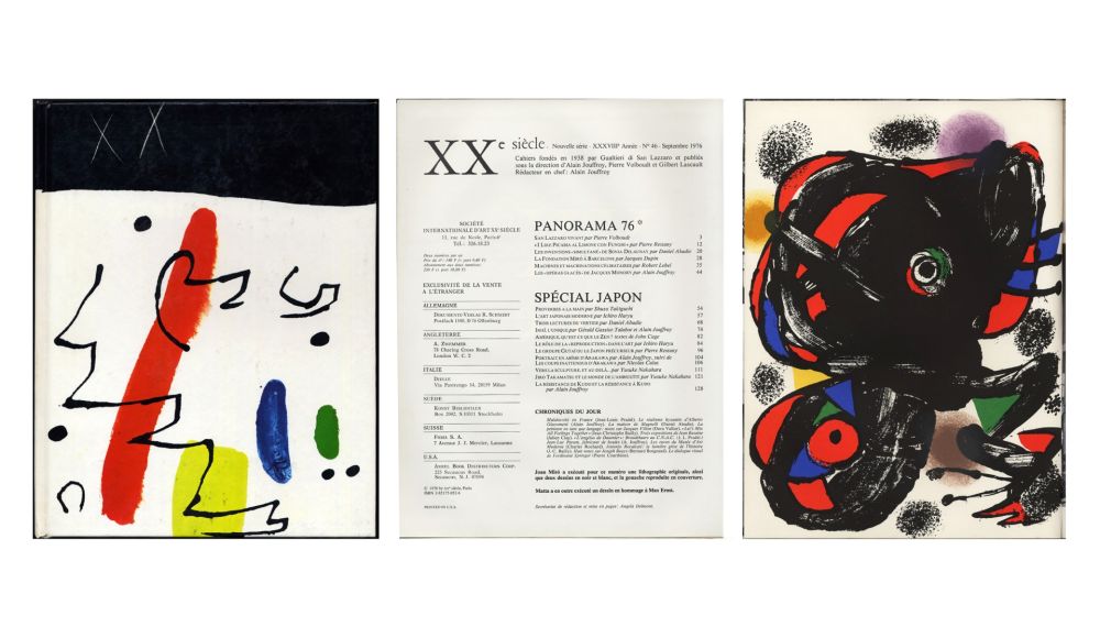 Libro Illustrato Miró - XXe SIÈCLE (nouvelle série). n° XLVI (46). Panorama 76*. SPÉCIAL JAPON. XXXVIIIe année. Septembre 1976