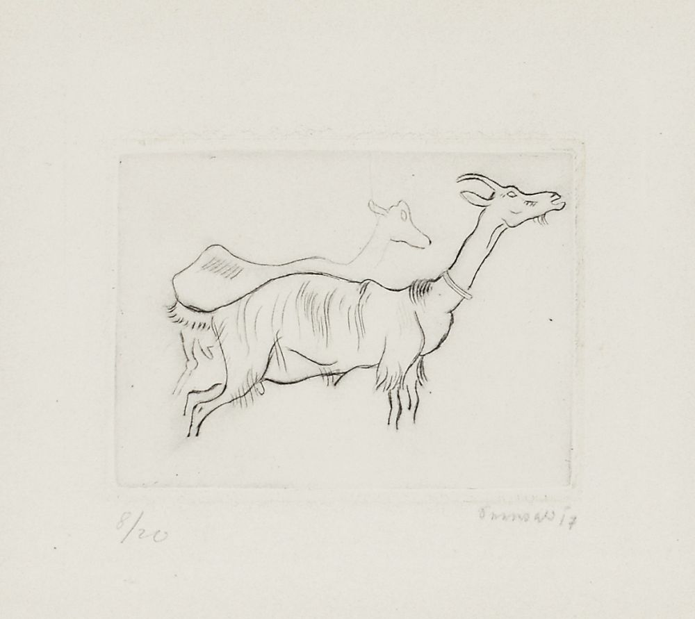 Incisione Seewald - Zwei Ziegen (Two goats)