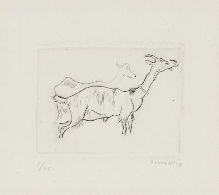 Incisione Seewald - Zwei Ziegen (Two goats)