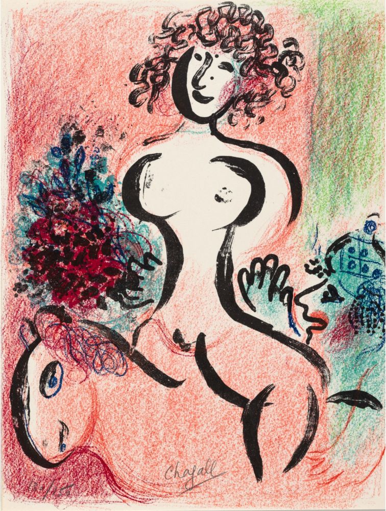 Litografia Chagall - Écuyère au bouquet