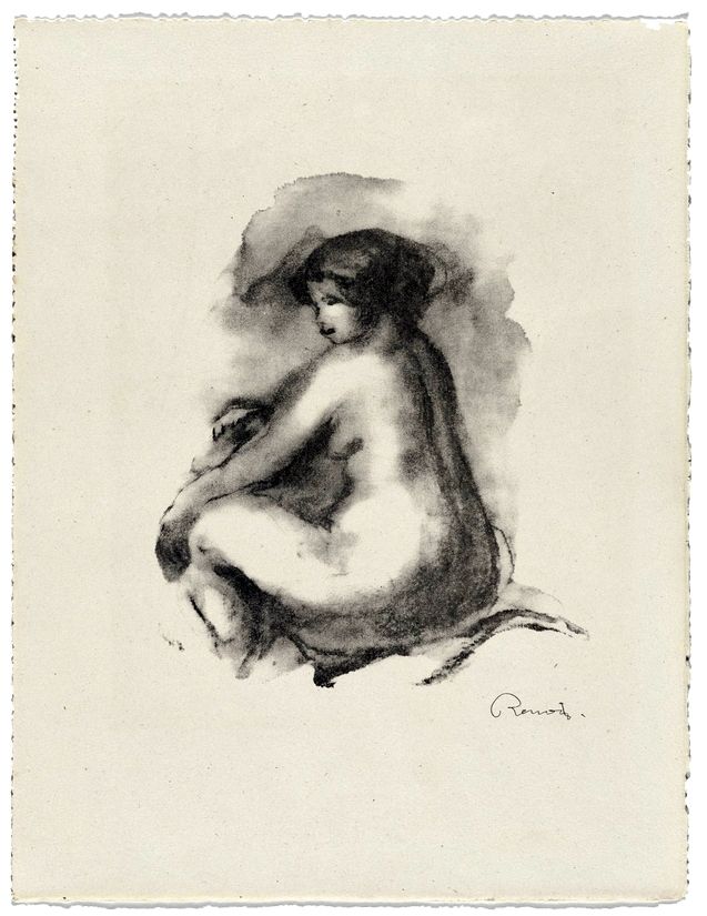 Litografia Renoir - Étude de femme nue, assise
