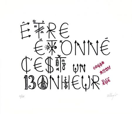 Litografia Villeglé - Être étonné c'est un bonheur